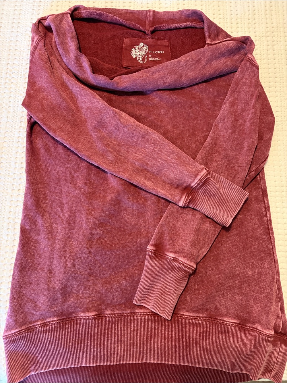 Pilcro x Anthropologie Oversized Acidwash Berry Cowl-Neck Pullover 100% cotton